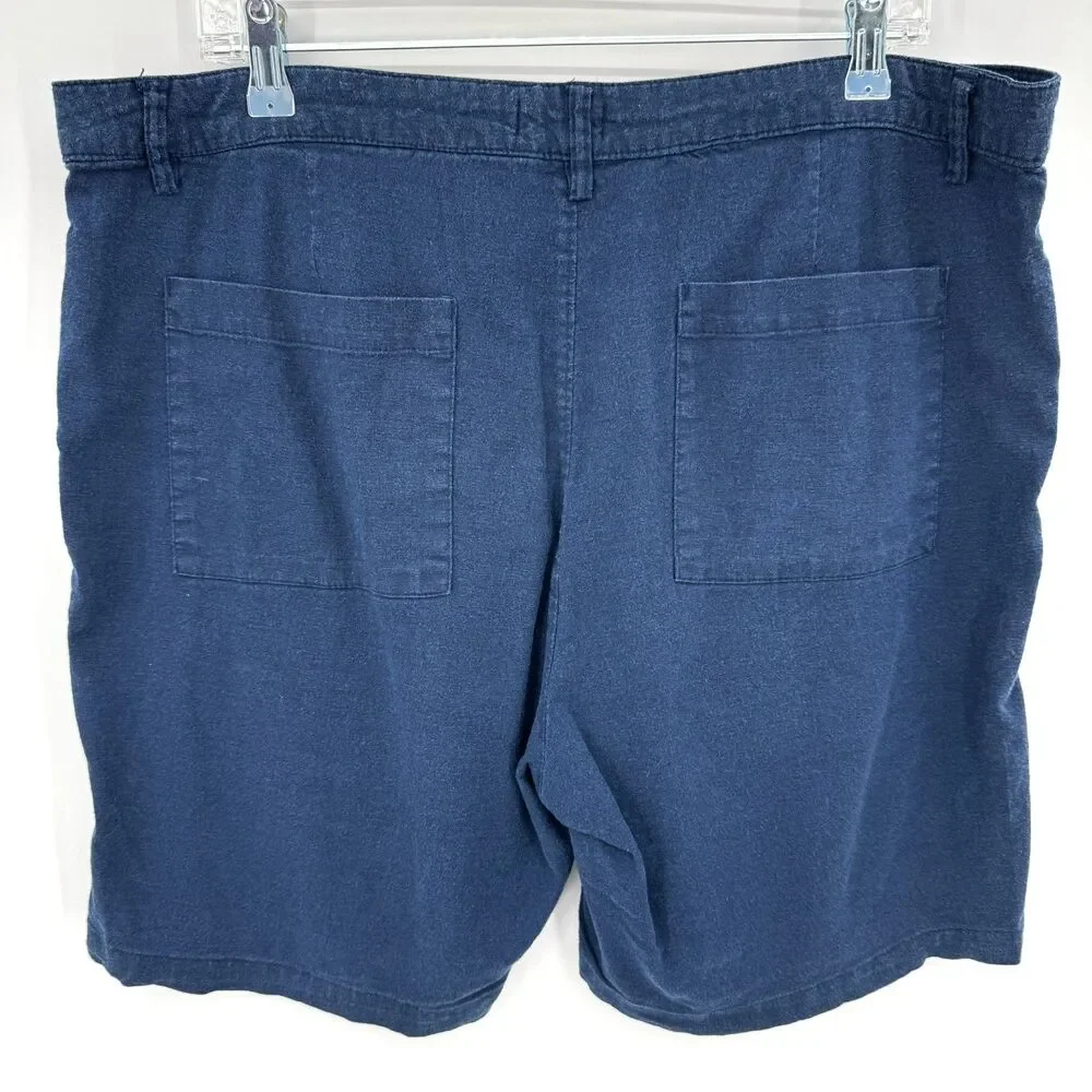 ONIA Navy Blue Linen Blend Soft Lightweight Casual Shorts Size 38